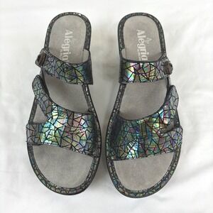 Alegria Sandals Women's Size 39 EU 8.5 US Adjustable‎ Strap Wedge Iridescent